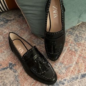 NWOT ZARA SLIP ON STUDDED LOAFERS